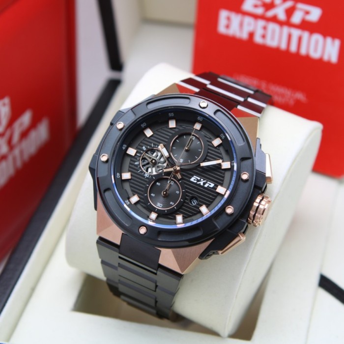 EXPEDITION E6818 / 6818 - JAM TANGAN PRIA ORIGINAL - BLACK ROSEGOLD