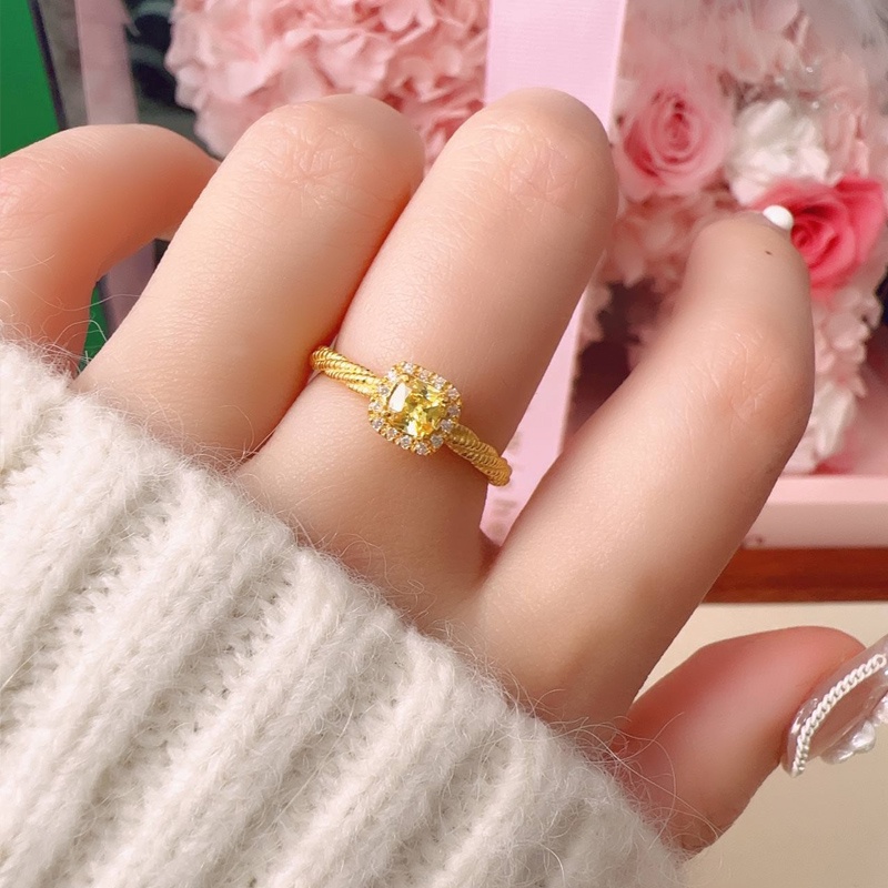 Cincin citrine Batu Gula Anti Karat lady's Korean open ring