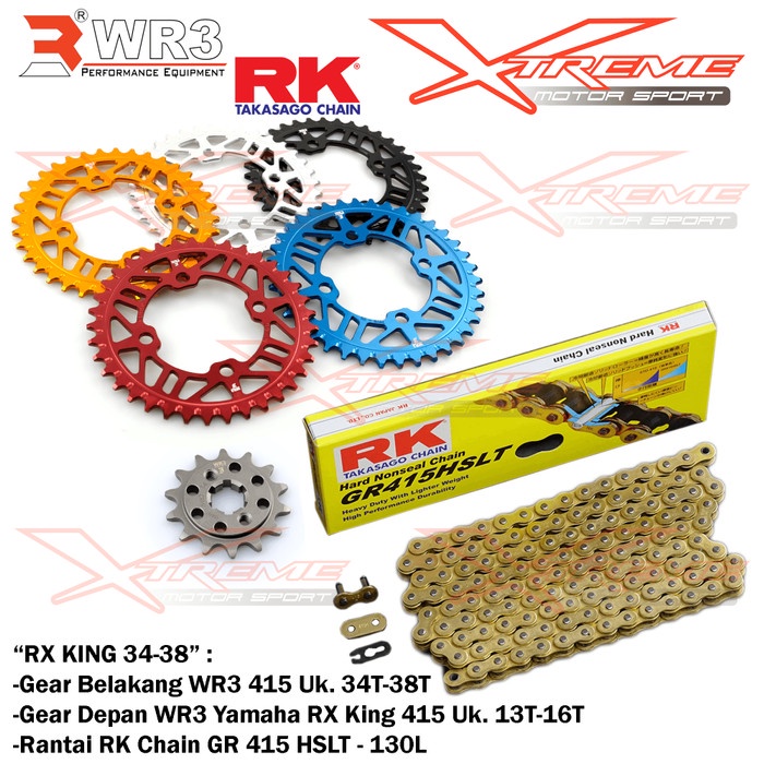 Terlaris Gear Set Wr3 ( Rantai Rk Chain+ Gear Depan Wr3 + Gear Belakang Wr3)