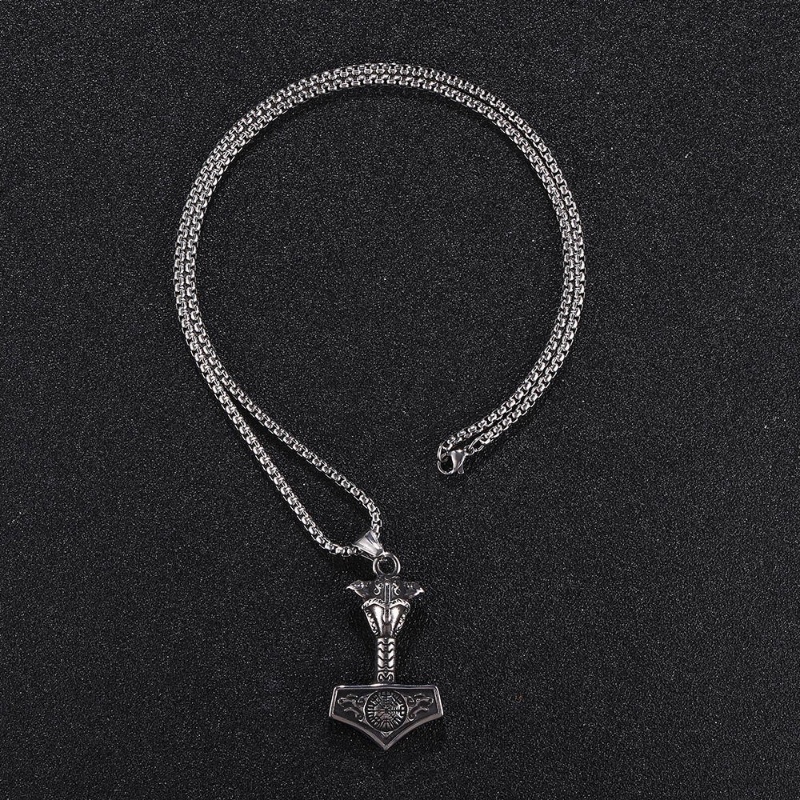 [X C Kalung] Baru Silvery Vintage Viking Odin Hill Crow Celtic Wolf Pendant Punk Hip Hop Stainless Steel Kalung Hadiah Pesta Ulang Tahun Untuk Pria Dan Wanita