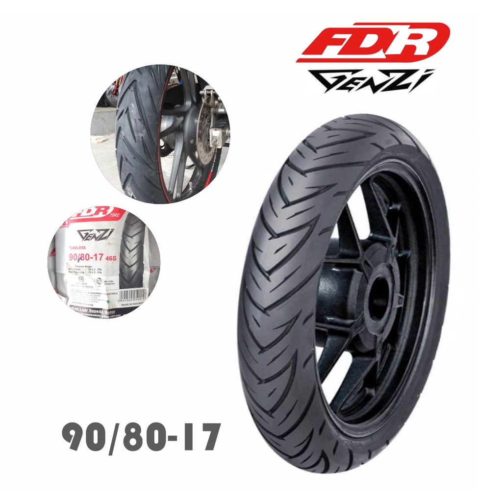 Ban Luar FDR 90/80-17 Genzi Tubeless Ring 17 Motor Bebek Supra125 Mx