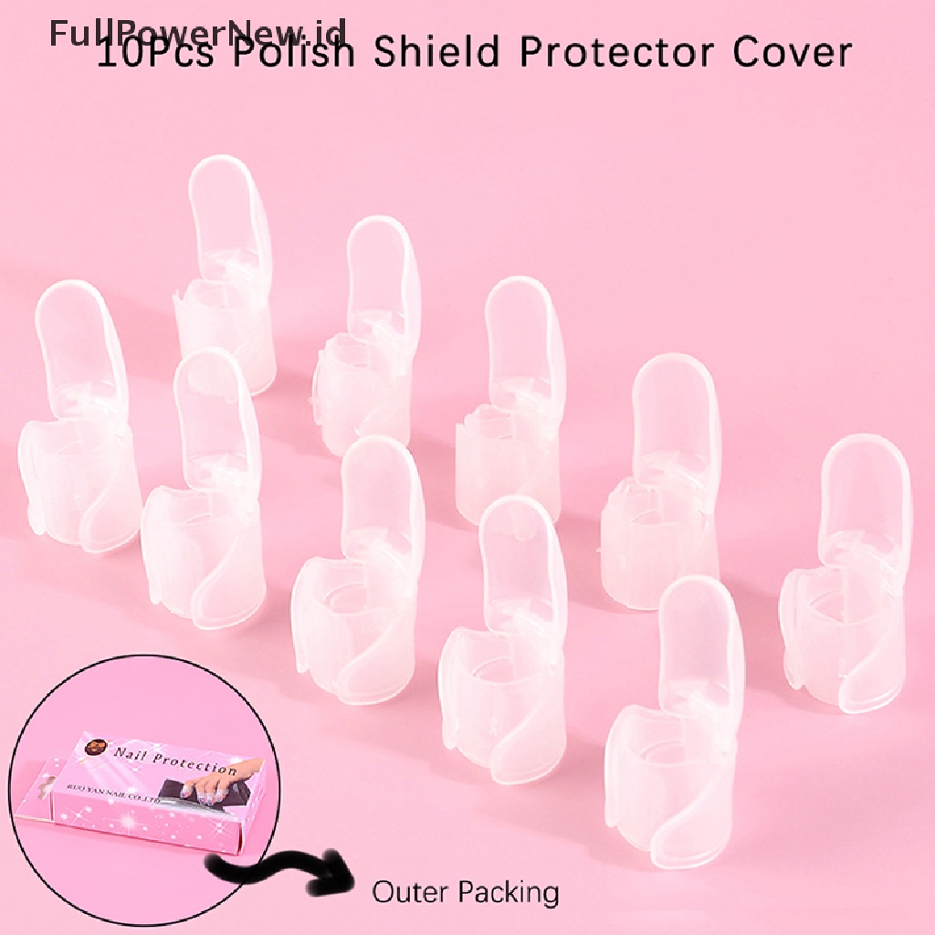 Power 10pc Klip Pelindung Kutek Caps Art Tool Manicure Penutup Jari Plastik ID