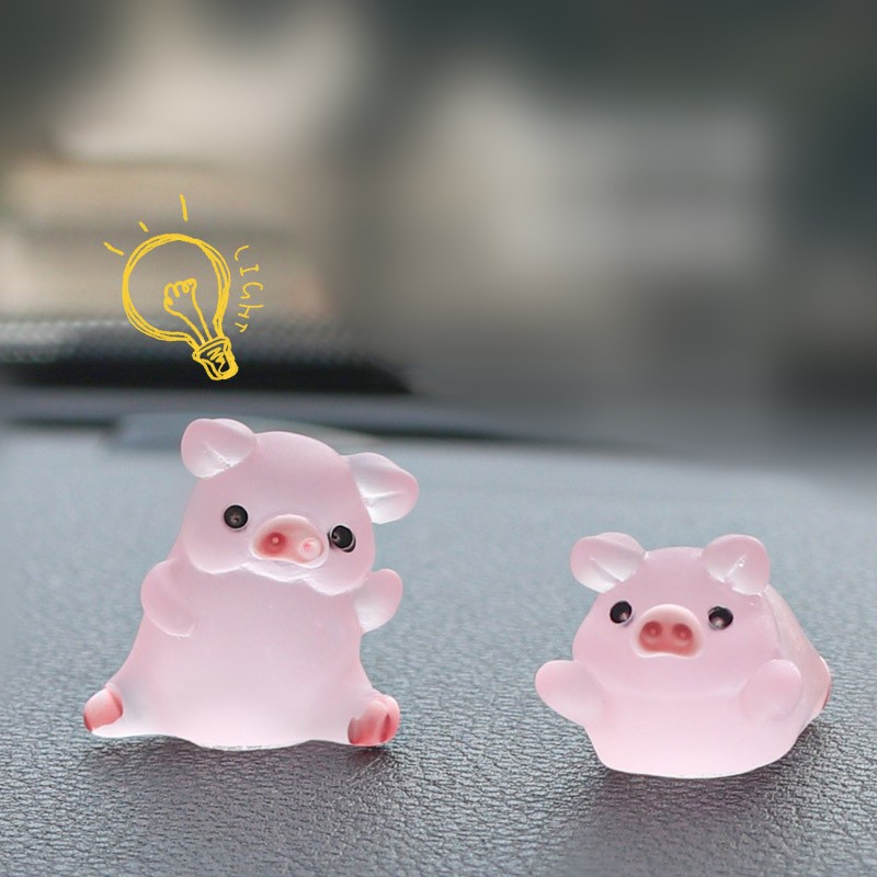 1pc Tempel Tipe Mini Lucu Resin Bercahaya Ayam Babi Ornamen Mobil Kendaraan Hewan Liontin Bebek Dashboard Dekorasi Mobil Interior Dressing