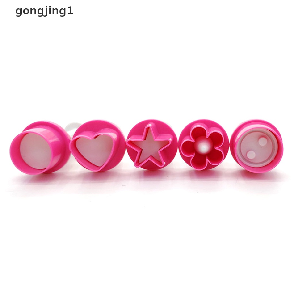 Ggg 5PCS Cookie Cutter Heart Plunger Cetakan Kue Bintang Tombol Plum Biscuit Mold Decor ID