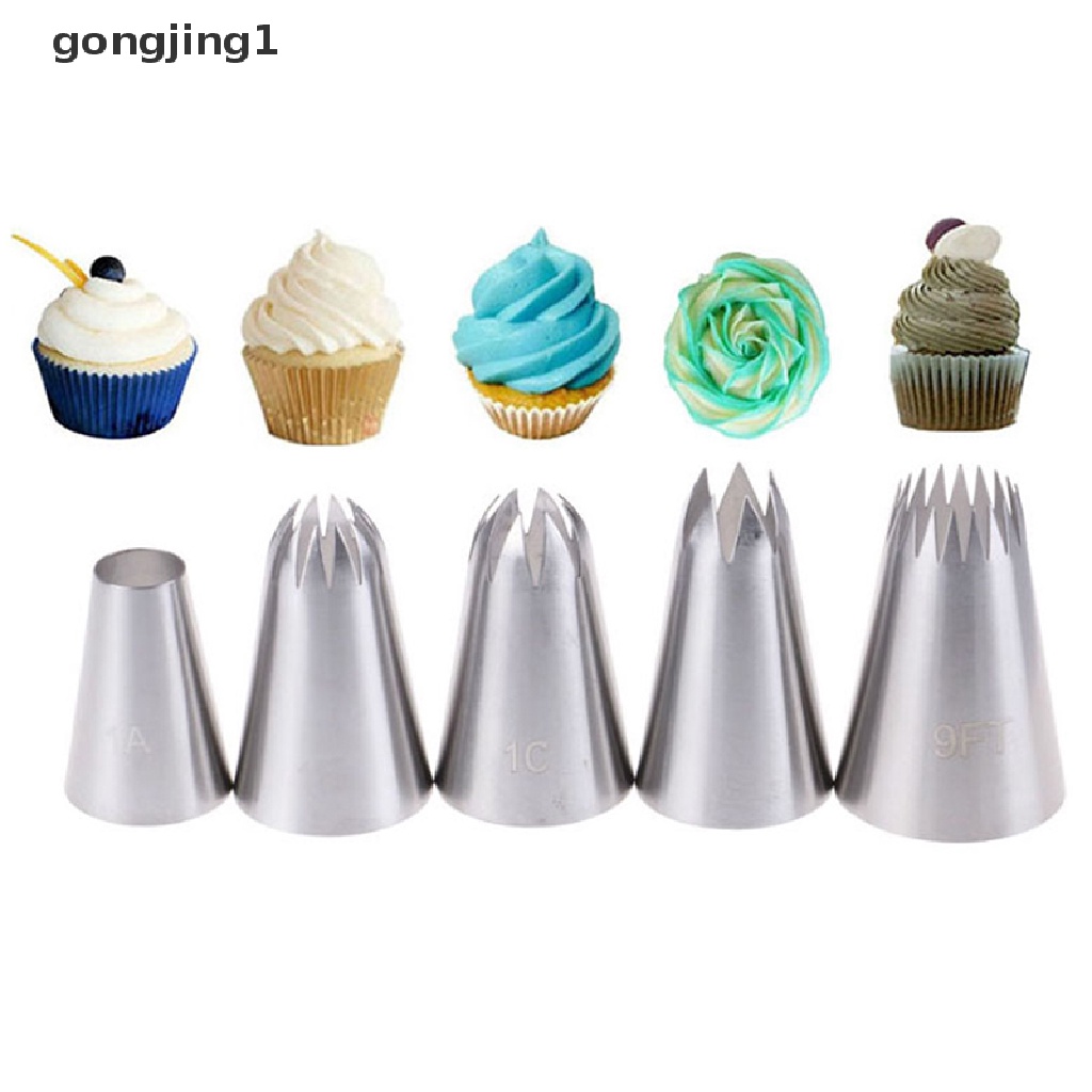 Ggg 5pcs Besar Rusia Icing Piping Pastry Nozzle Tips Alat Dekorag Kue Nozel ID