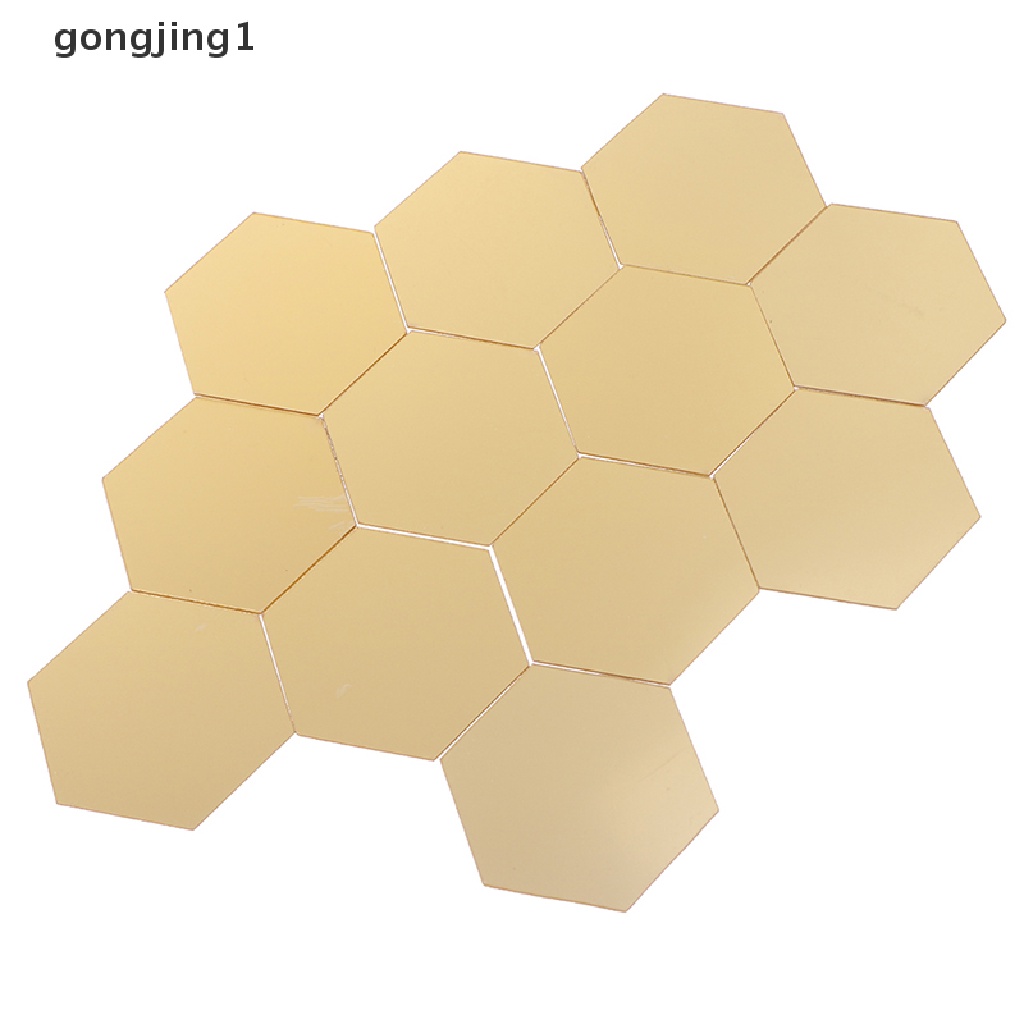 Ggg 12Pcs Bingkai Hexagonal Cermin Stereoskopik Stiker Dinding Dekorasi ID