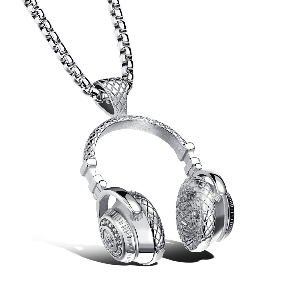 Trendy Fashion Rock Stylish Headphones Pendant Kalung Headset Unik Untuk Wanita Pria Perhiasan Pecinta Musik