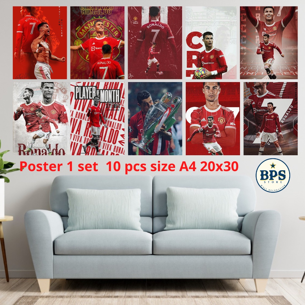 POSTER 1 SET CRISTIANO RONALDO -  POSTER RONALDO CR7 - POSTER MANCHESTER UNITED - POSTER SEPAKBOLA -