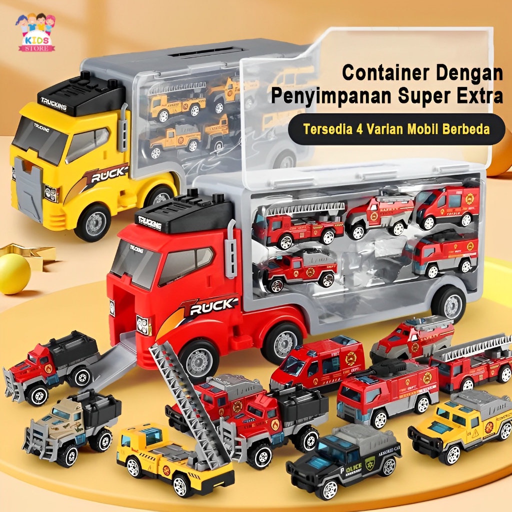 Mainan Truk Kontainer Besar Isi 6 Mobil | Inertia Storage Container Mainan Anak Laki Laki Mobil Mobilan