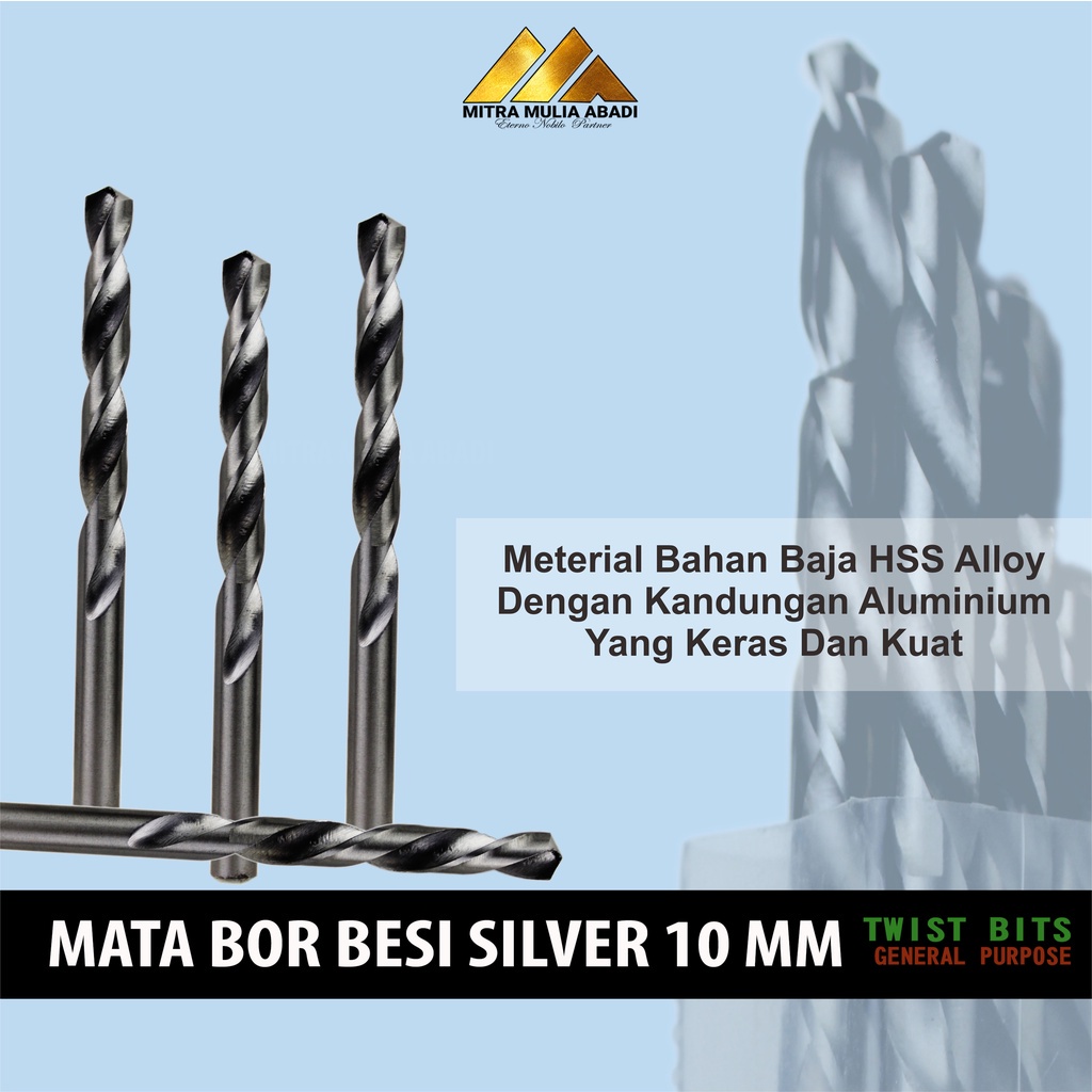 MATA BOR BESI 10mm SILVER TWIST DRILL BITS SERBAGUNA