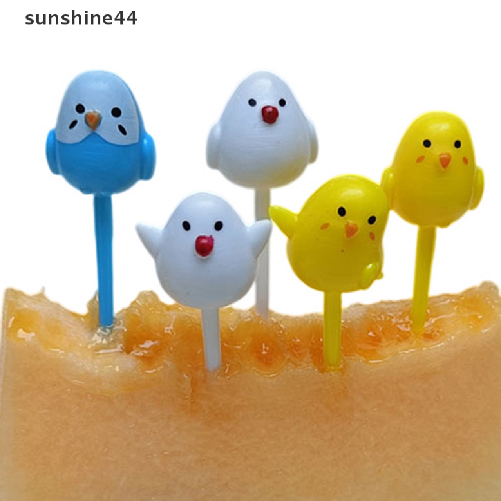 Sunshine 6pcs/set Garpu Buah Ayam Kartun Lucu Anak-Anak Snack Dessert Picks Tookpick ID