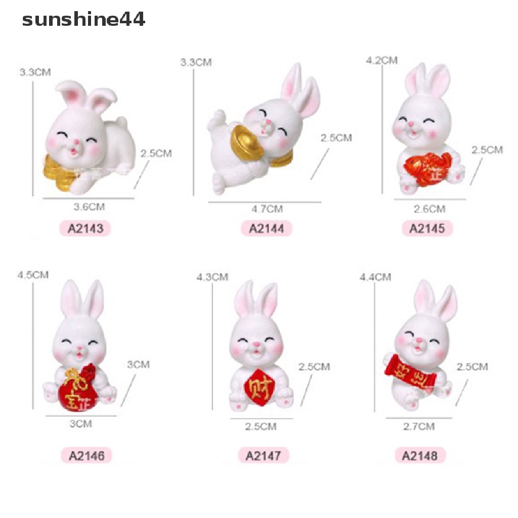 Sunshine 1Pc Lucu Kartun Kelinci Putih Mikro Lanskap Resin Dekorasi Kerajinan Berkebun ID