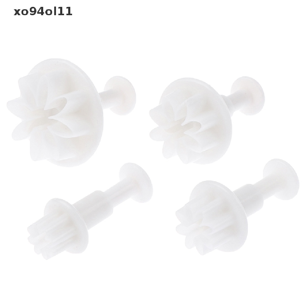 Xo 4Pc Krisan Fondant Pemotong Kue Plunger Cetakan Kue Kering Decorag Candy Mould OL