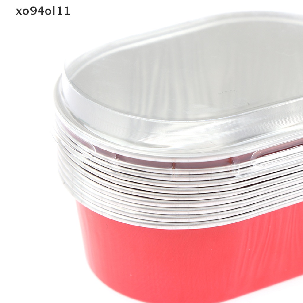 Xo 10pcs Aluminium Foil Baking Cup Tahan Panas Kue Cups Cetakan Dengan Tutup Cupcake OL