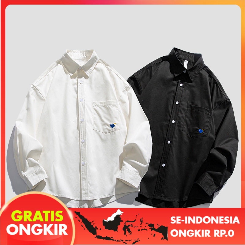 Kemeja Pria Kemeja Drop Shoulder Pria| Kemeja Kasual Lengan Panjang  Jepang Sederhana Kasual  2023