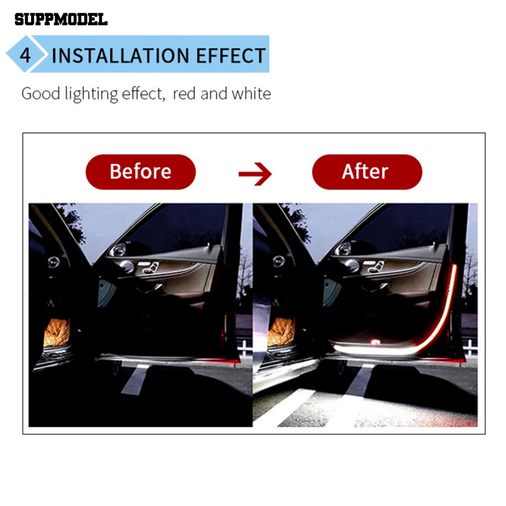 Suppmodel 2Pcs 1.2M DC 12V Universal Dual Color Pintu Mobil Anti-Tabrakan Lampu Peringatan