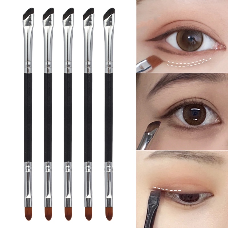 1pc Double-headed Blade Eyeliner Makeup Brush Liquid Eyeliner Brush Ultra Tipis Sudut Miring Kepala Datar Concealer Air Mata Alur Sikat Alis