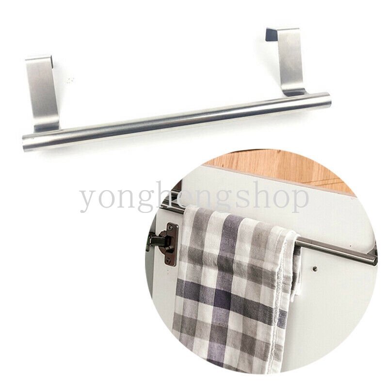 2ukuran Rak Handuk Stainless Steel Bar Over Door Gantungan Hook Lemari Dapur Rak Rak Kamar Mandi Tempat Handuk Berdiri Organizer Rumah