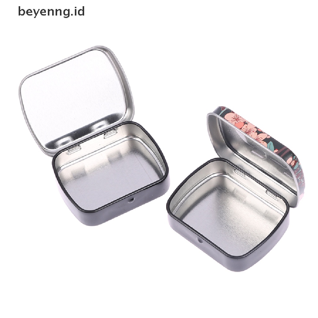 Beyen Small Empty Metal Tin Flip Storage Pill Box Case Organizer Untuk ID Kunci Permen