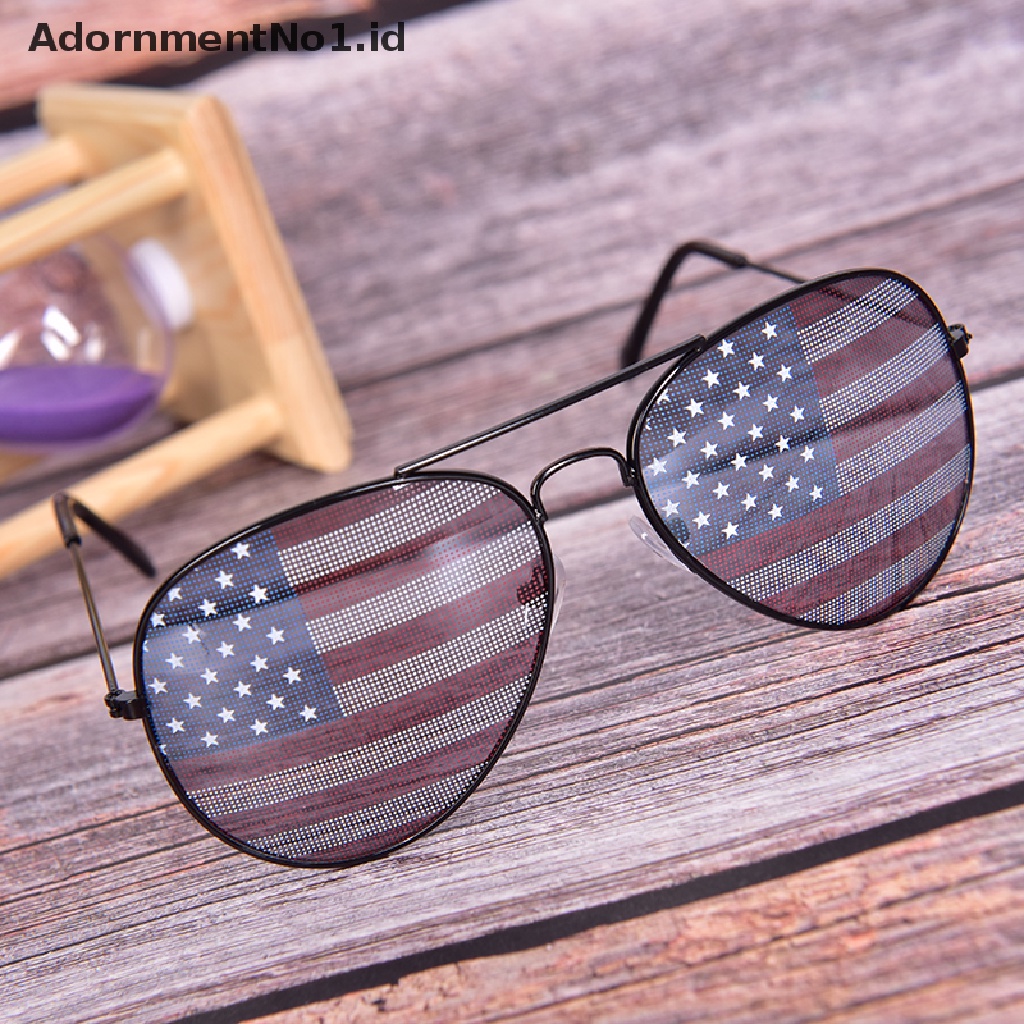 [AdornmentNo1] New Kacamata Hitam Patriotic Bendera Amerika USA Lensa Bintang Garis Pilot Shades Patriot [ID]