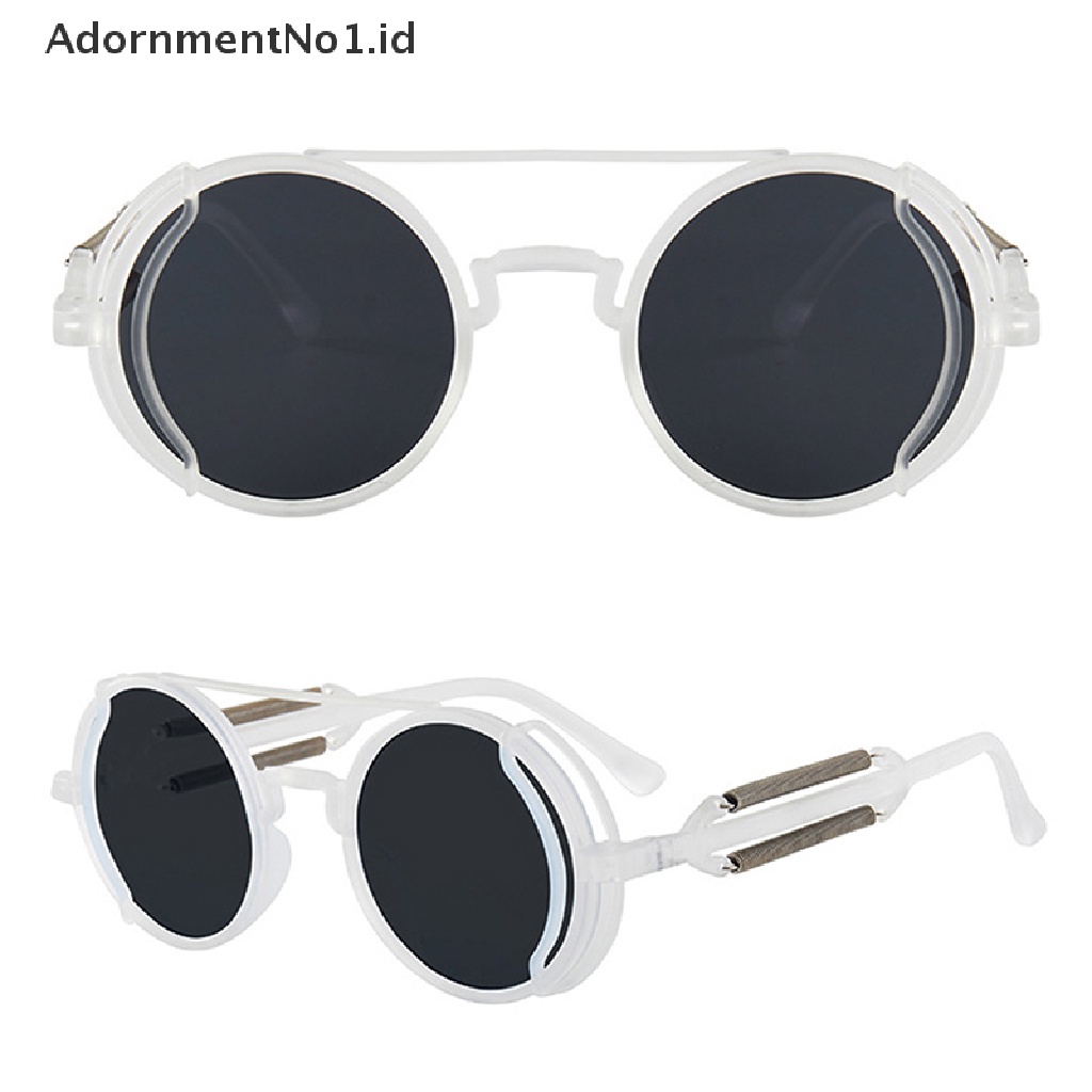 [AdornmentNo1] Kacamata Hitam Punk Steampunk Retro Pria Bulat Punk Eyewear Wanita UV400 Sunglasses [ID]