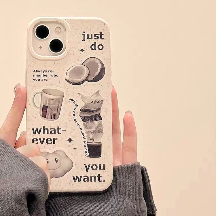 IPHONE Casing Ponsel Iphone11 ins Bahan Ramah Lingkungan Perlindungan Kamera Cocok Untuk Iphone14 13 12 14Plus Pro MAX 7 8Plus X XR XS MAX SE 12mini 13mini Model Empat Sudut Shockproof