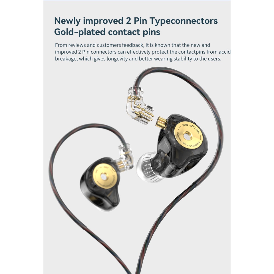 Trn MT1 MAX In-ear Monitor Generation Dual Magnet Driver Dinamis Dengan Saklar Tuning Peredam Headset HIFI Mt3