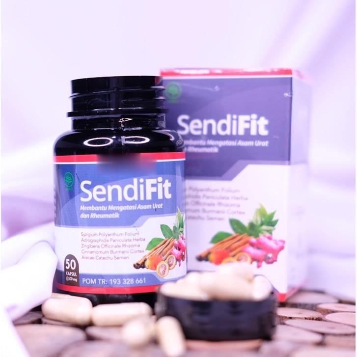 Acep Herbal - SendiFit Obat Nyeri Sendi Asam Urat Rematik Saraf Kejepit Sakit Pinggang Encok Kesemutan Tremor Sakit Tumit - 100% Herbal Alami Komposisi Lebih Lengkap - BPOM Halal - 50 Kapsul ORIGINAL