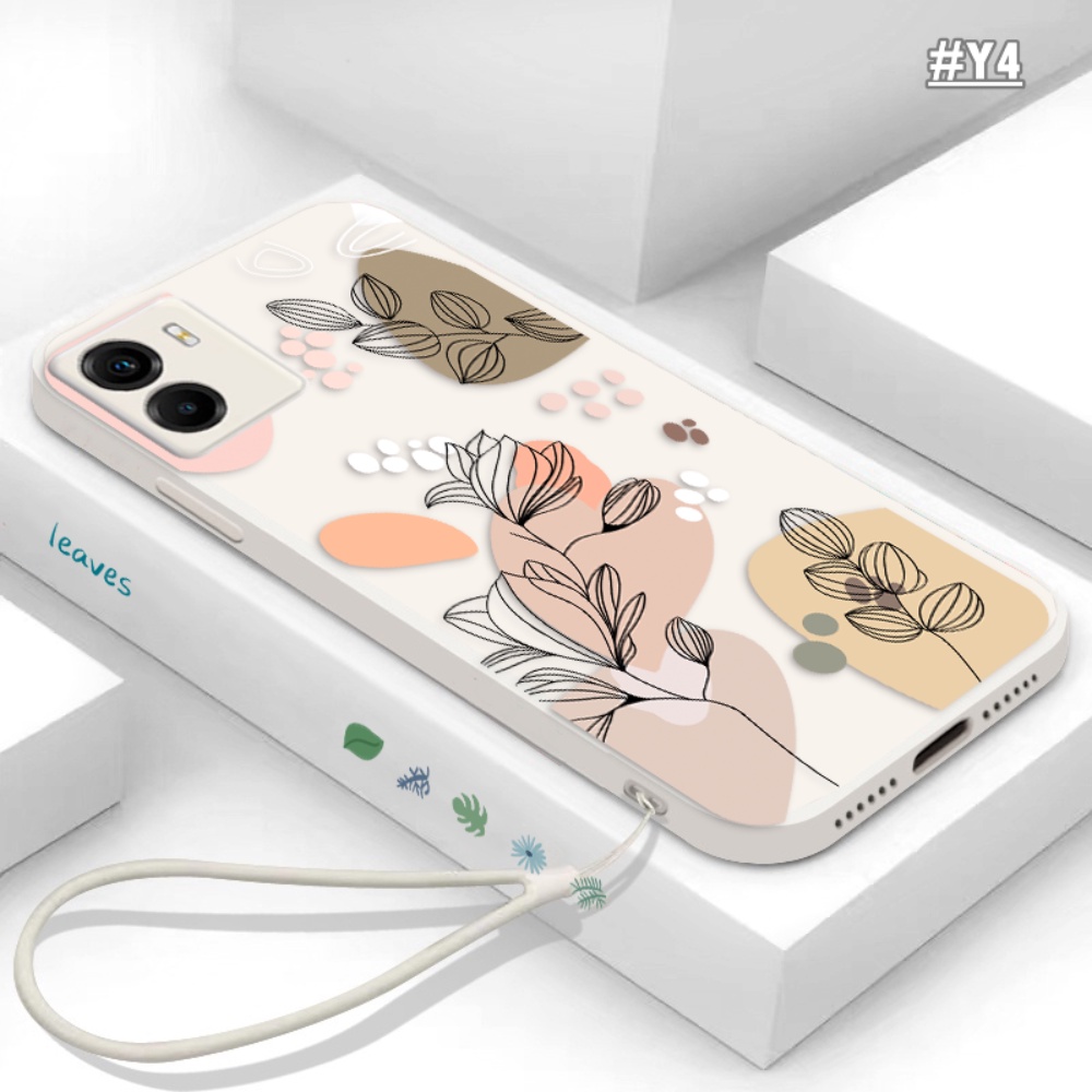 Case Fashion Untuk iPhone 14 Pro Max11 12 13 iPhone6 6S 7 8 Plus Xs Max XR SE 2020 Tepi Lurus Bunga Daun Lembut Tpu Motif Samping Penutup Belakang DGX