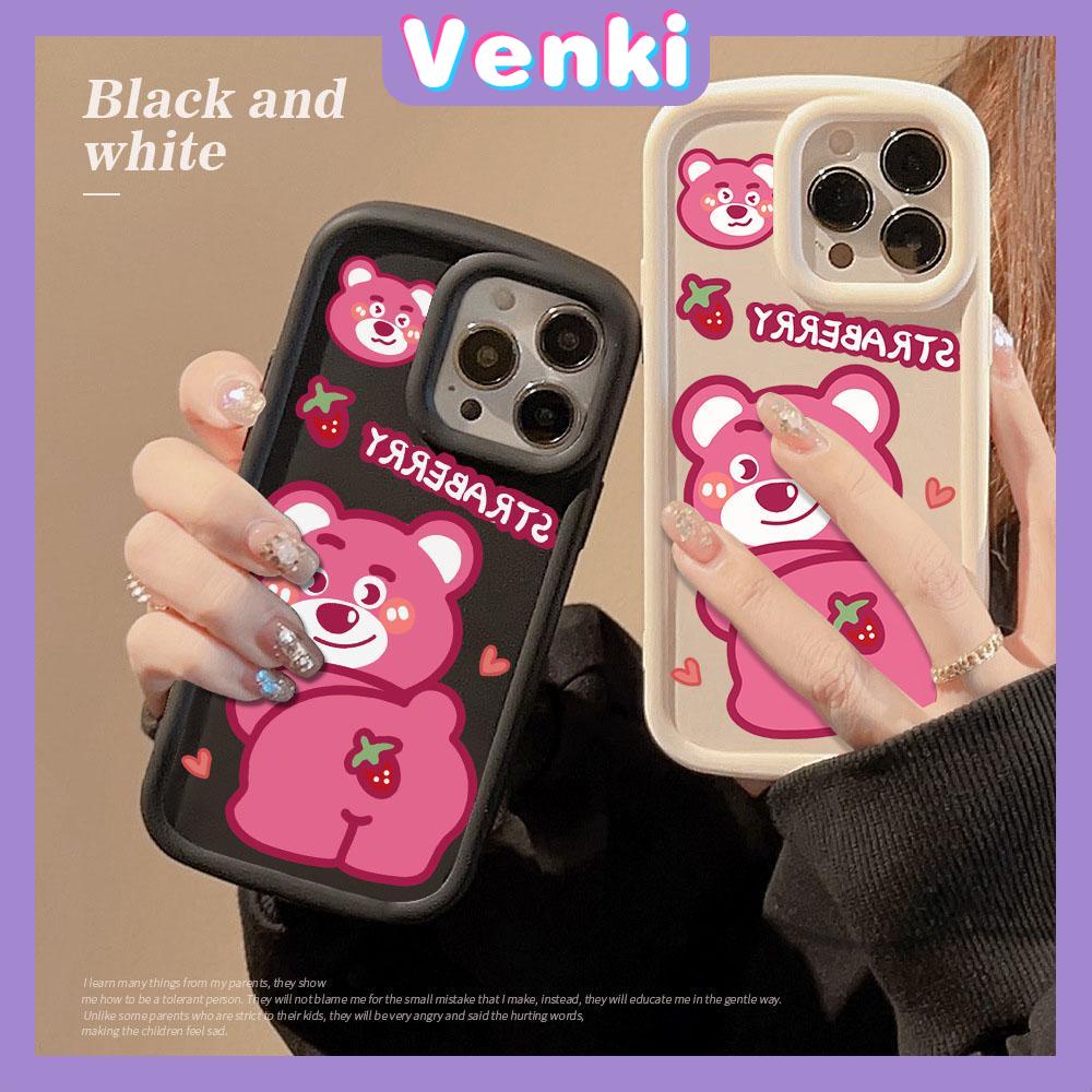 Case fo iPhone 11 Pro Max TPU Soft Case Frosted Bubble Case Black White Cute Cartoon Strawberry Bear Camera Protection Shockproof For iPhone 14 13 12 11 Plus Pro Max 7 Plus X XR