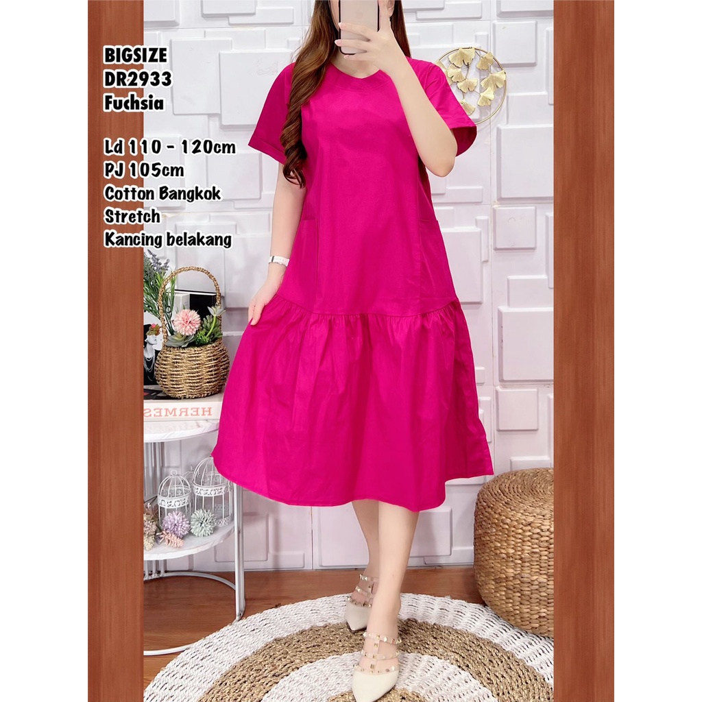 VC-DR2933/EE DRESS WANITA KATUN BANGKOK POLOS REALPICT