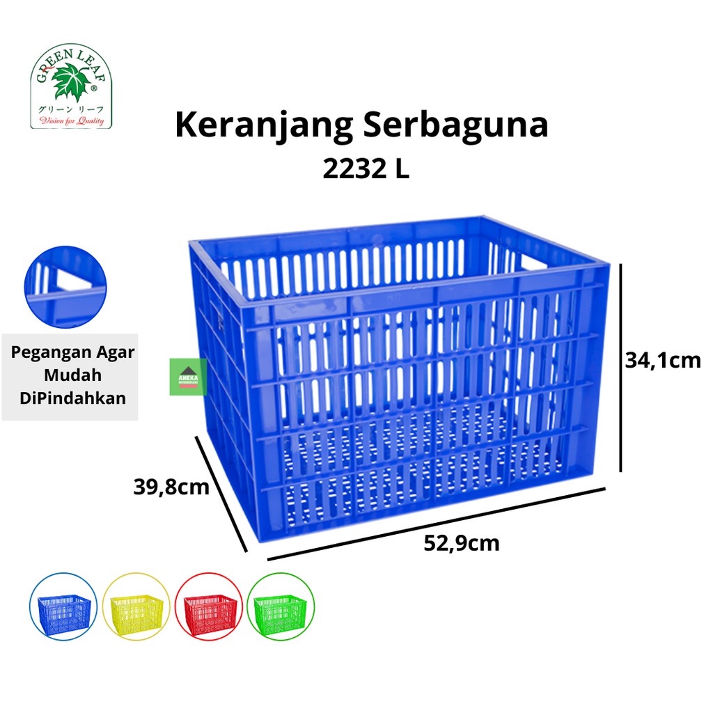 Keranjang Industri Serbaguna Container Box 2232 L Ukuran Besar Warna Biru Merah Kuning Hijau