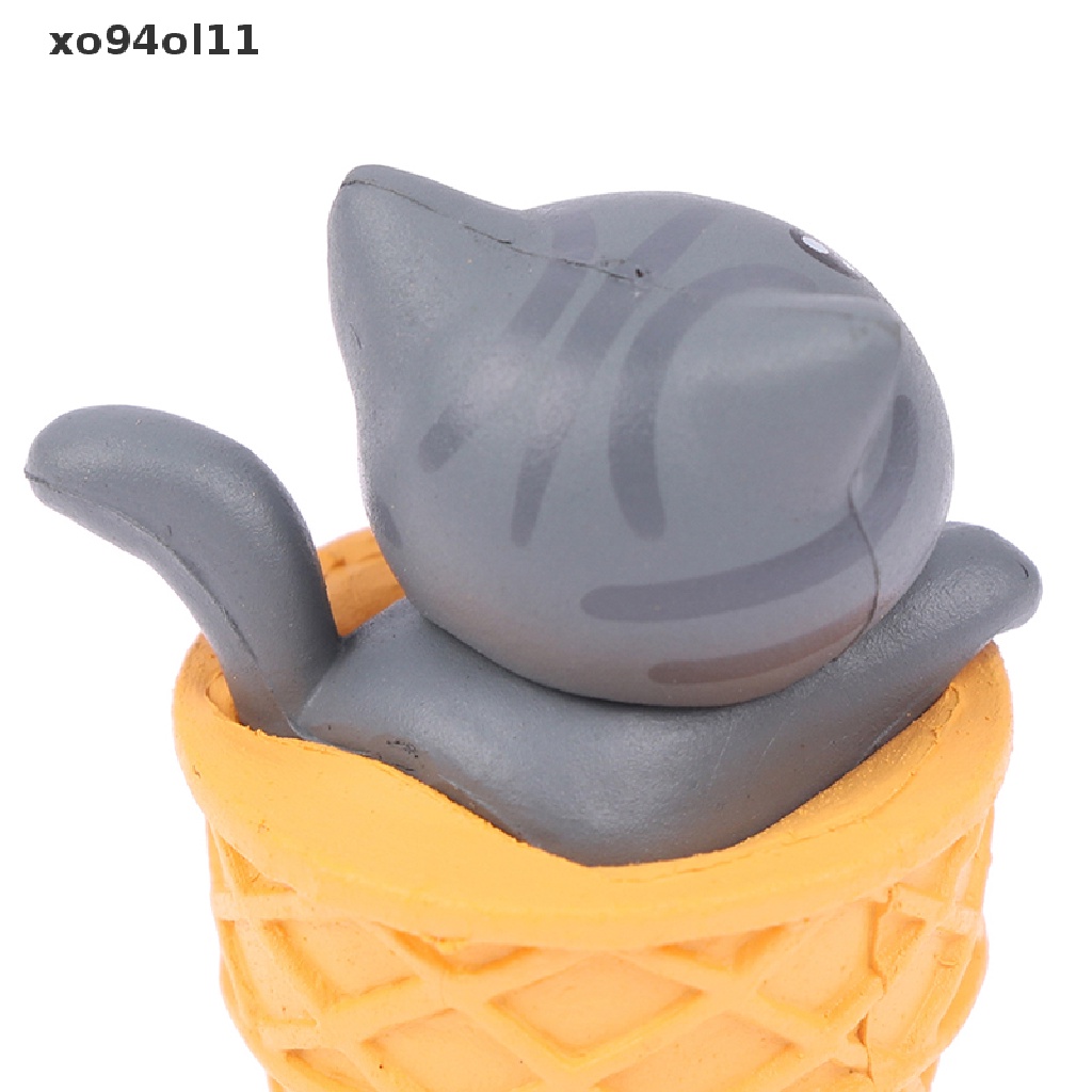 Xo Gourmet Ice Cream Cat Kitten Mikro Landscape Berkebun Boneka Desktop Ornamen OL