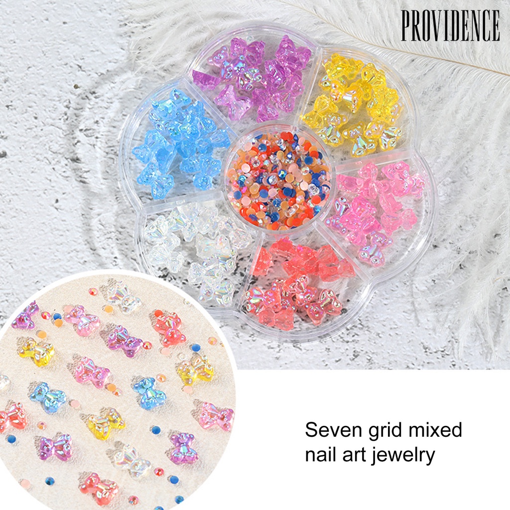 Providence 1kotak Kuku Camellia Dekorasi High Gloss Flat Bottom Bersinar DIY Campuran Busur Manicure Berwarna Berlian Imitasi Nail Art Decor Nail Salon Supply