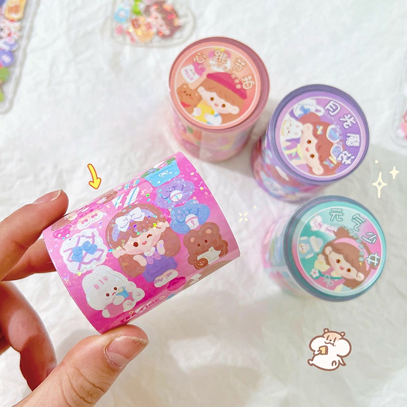 3meter Indah Kartun Laser Shiny Tape Stiker Gadis Jurnal Deco DIY Guka Stickers