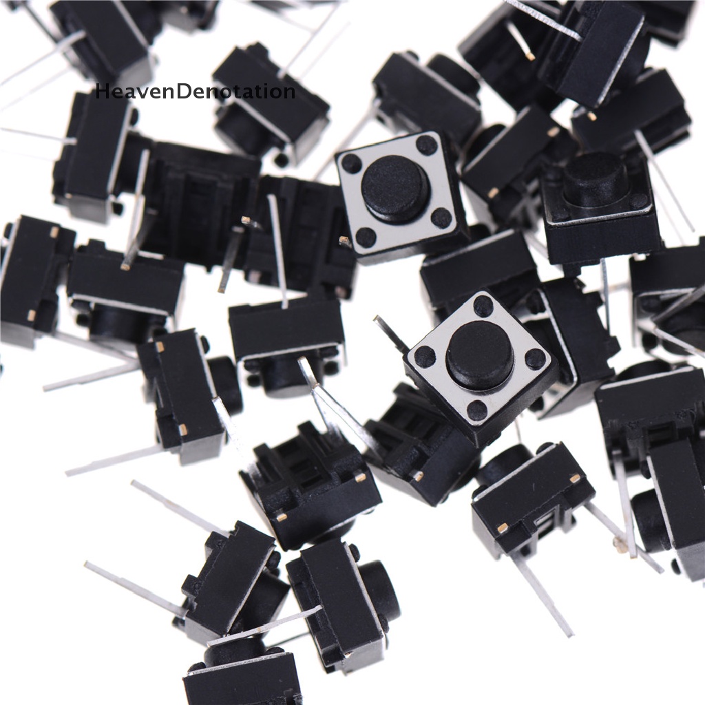 [HeavenDenotation] 100pcs 2pins Saklar Tombol Tekan Tactile Tact Switch 6X6X5mm Momentary HDV