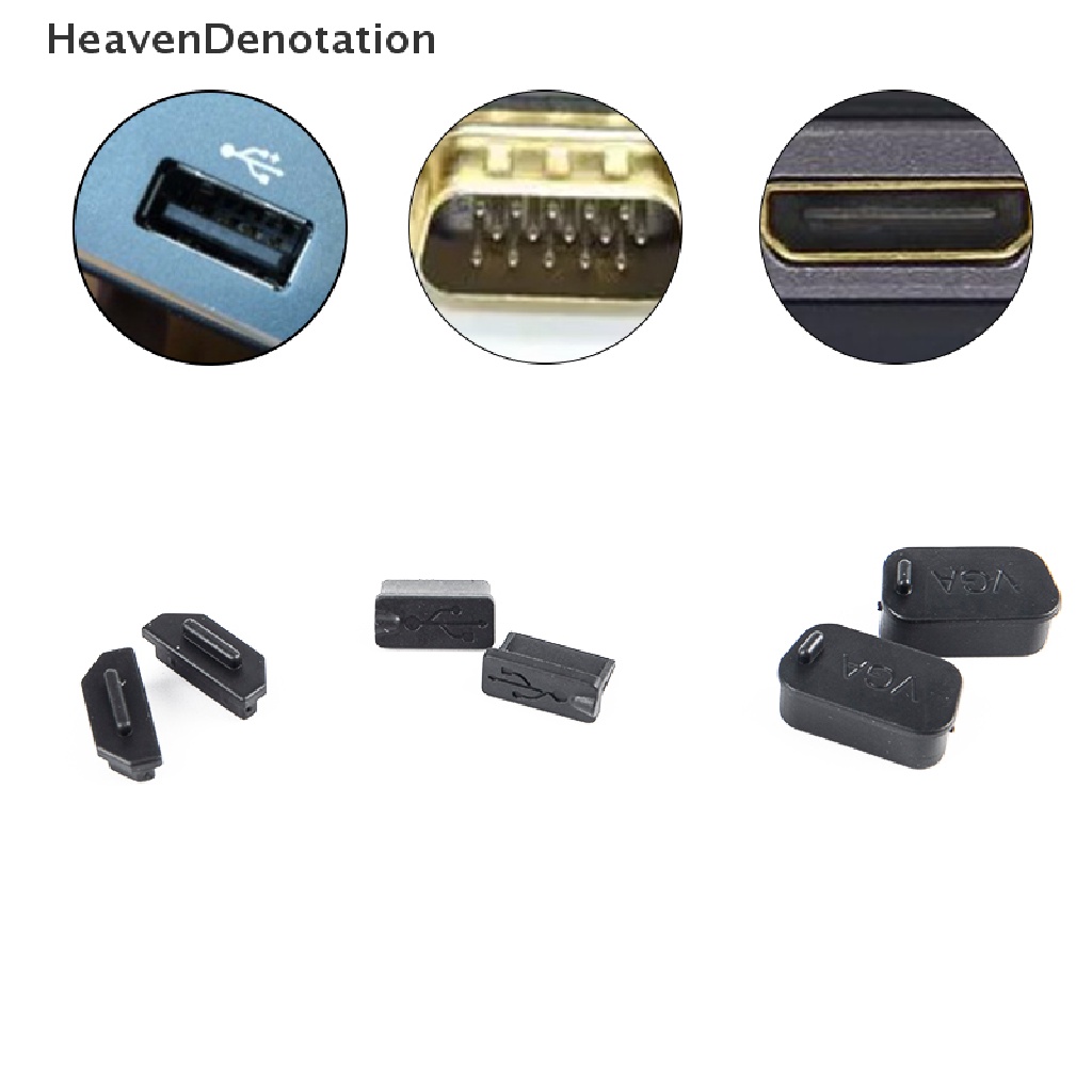 [HeavenDenotation] 10pcs USB VGA HDMI Socket Penutup Pelindung Konektor Port Karet Tutup Debu HDV