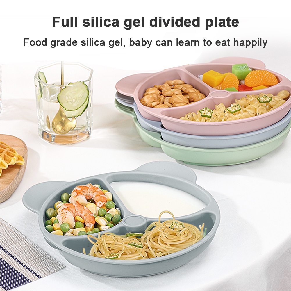 Tempat Makan Silicon Suction Dengan Bib Peralatan Makan Anak Murah Tableware Silikon Anak Import Bib Gelas Mangkok Piring Silicone