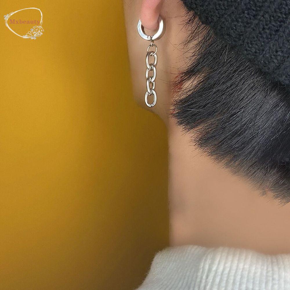 Mxbeauty Anting Hoop Wanita Hiphop Elegan Rantai Klip Telinga Menjuntai Anting Tergantung Stud Earrings