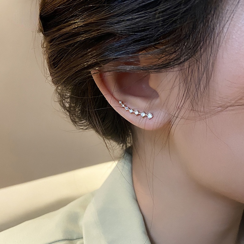 Zirkon Anting Perempuan Sederhana Anting Pejantan Senior Klip Telinga Anggun Hiasan Telinga Hadiah