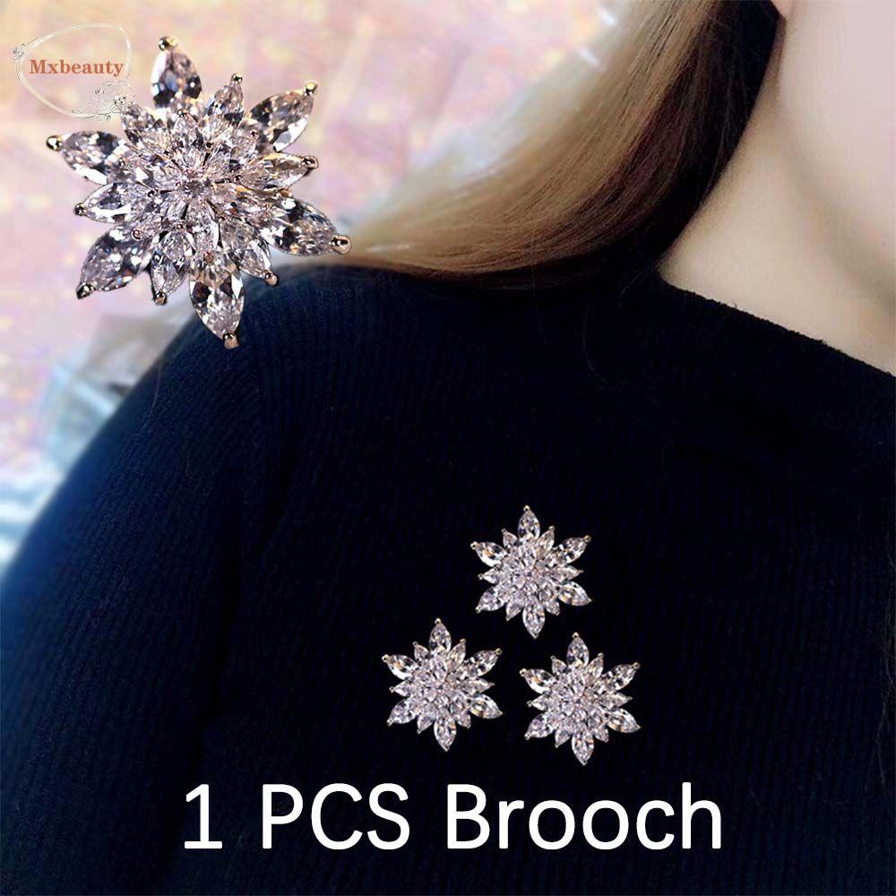 Mxbeauty Bros Pin Sweater Hadiah Wanita Natal Snowflake Berlian Imitasi Women Jewelry