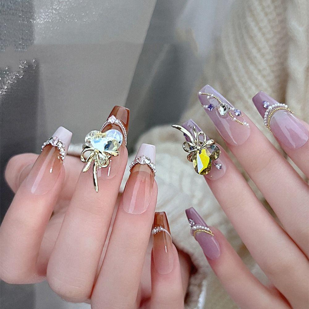 AUGUSTINA Agustina Dekorasi Nail Art DIY 5pcs Bengkok Cinta Hati Gaya Campur Ikatan Simpul Manikur Perhiasan Aksesoris