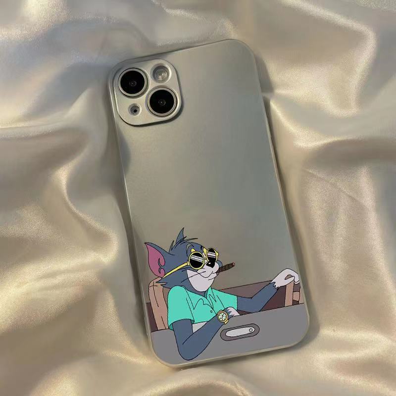 IPHONE Kucing Lucu Mouse Couple Soft Electroplate Case Kompatibel Untuk Iphone11 14 13 12 Pro XS Max XR X8 +7 6S Plus Casing Ponsel Mini TPU Silikon Shockproof Cover