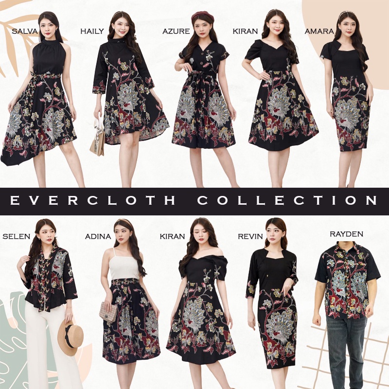 Evercloth Adina Rok Batik Wanita Selutut Bawahan Batik Rok Cewek