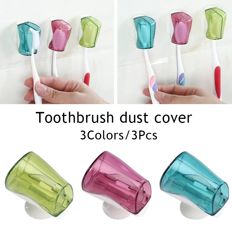 Travel Portable Penyimpanan Tutup Debu Sikat Gigi Tutup Kepala Pelindung Case Lengan Tetap Bersih Dipasang Di Dinding Suction Cup Toothbrush Holder