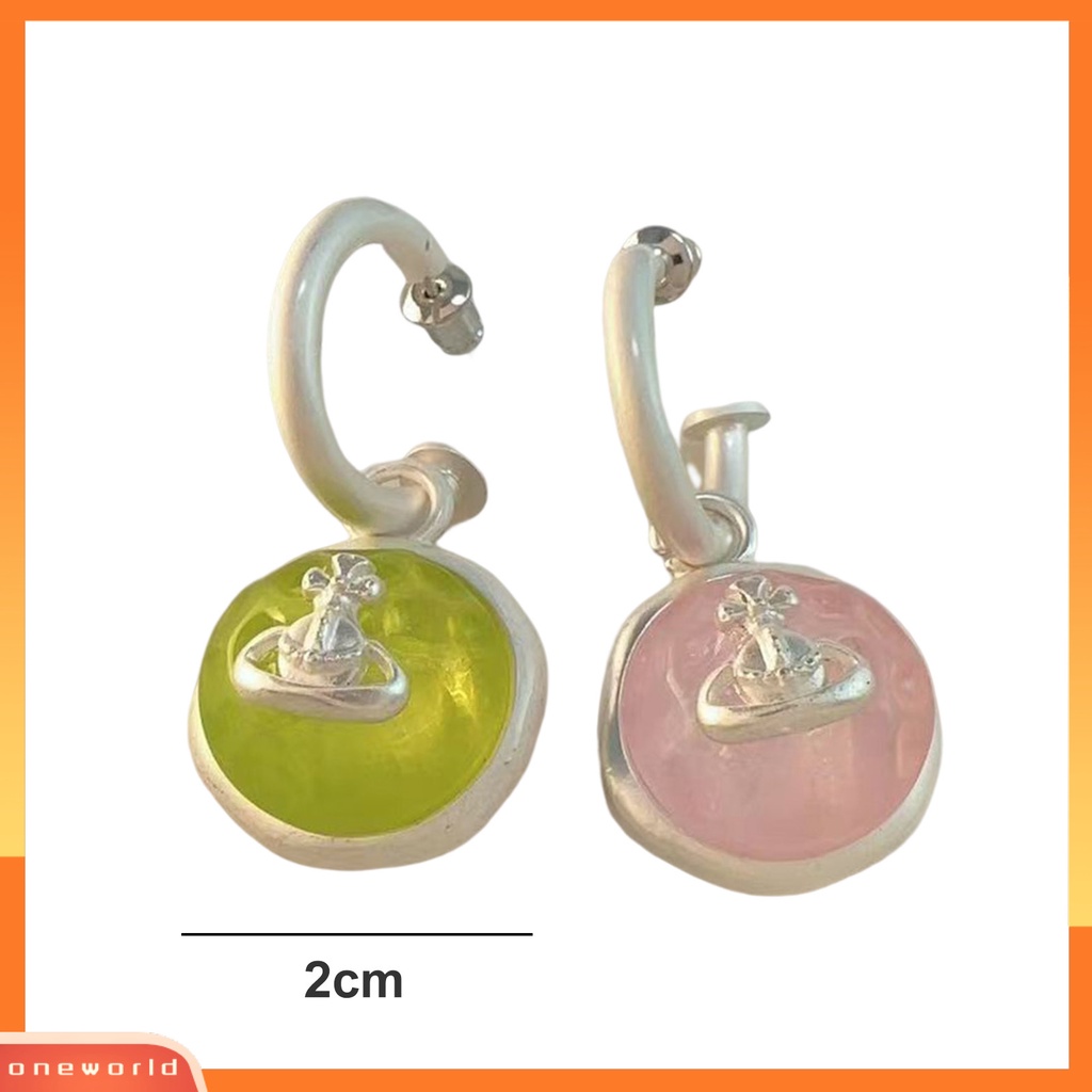 [EONE] 1pasang Drop Earrings Matte Candy Color C Type Geometric Light Luxury Hoop Earrings Aksesoris Wanita