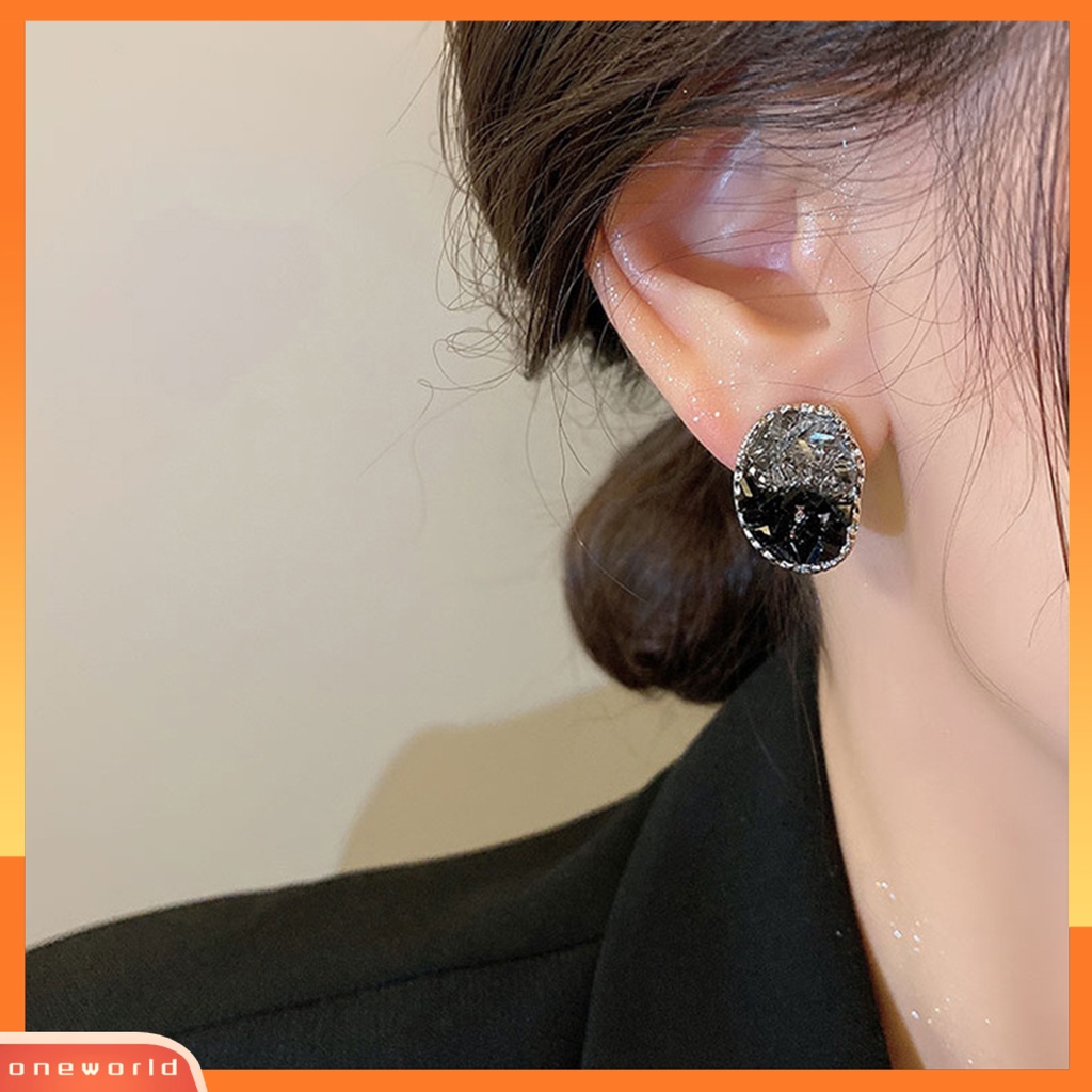 [EONE] 1pasang Wanita Anting Tidak Teratur Elektroplating Gradien Temperamen Kubik Zirkon Geometris Stud Anting Perhiasan Pesta