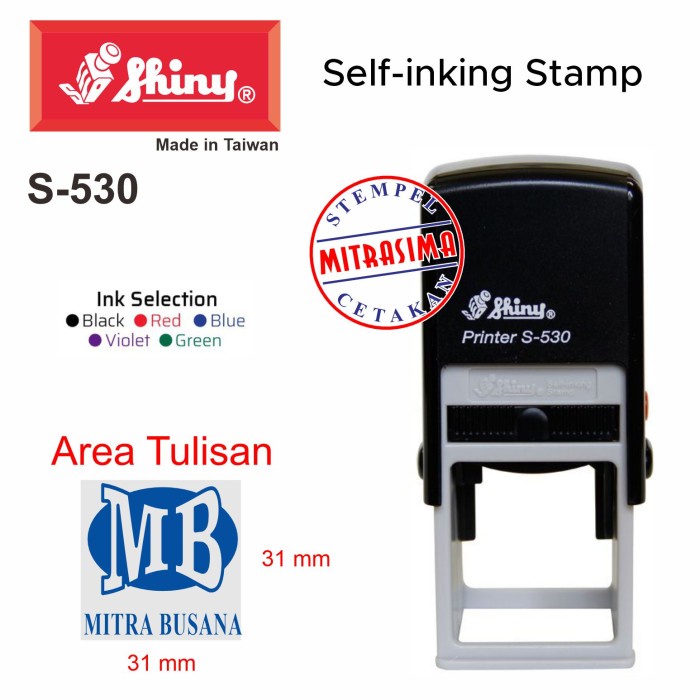 

Stempel Shiny S-530 ( Shiny bentuk bujursangkar S530 Tipe S 530 )