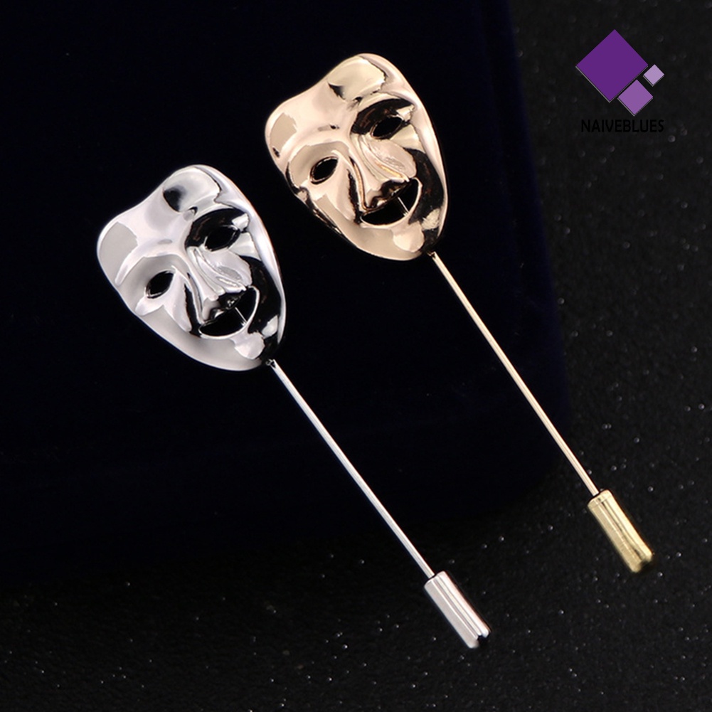 &lt; Naiveblues &gt; Creative Man Mask Alloy Bros Pin Pesta Kerah Jas Gaun Dekor