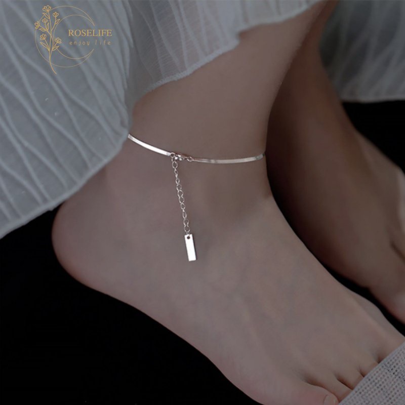 Roselife Ins Trendi S925 Perak Bersinar Rantai Pergelangan Kaki Untuk Wanita Gadis Korea Liburan Musim Panas Pantai Sandal Gelang Kaki Rantai Kaki Perhiasan Aksesoris